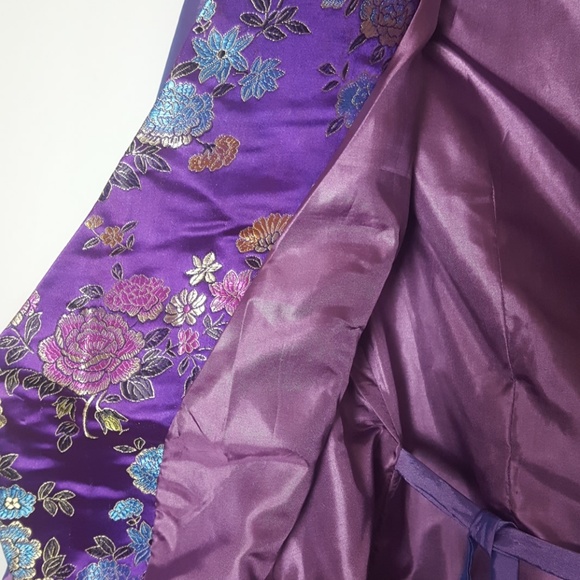 VTG Satin Knot Tie Jacket Blazer Purple SZ M - Picture 5 of 7